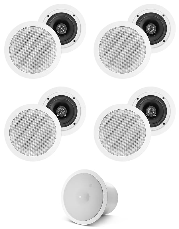 (8) HC55 5.25&quot; 300 Watt White In-Ceiling Home Theater Speakers+JBL Subwoofers  			