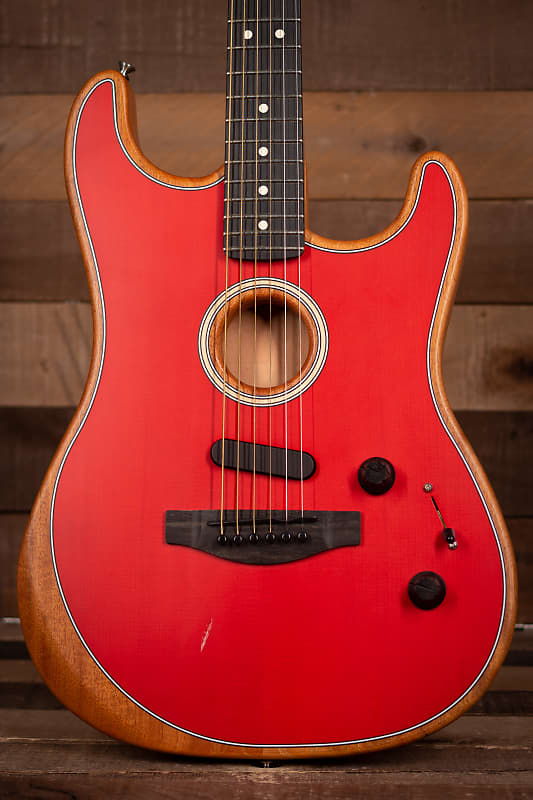 Fender American Acoustasonic Strat, Ebony Fingerboard, Dakota Red - Blem image 1