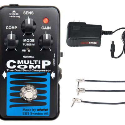 EBS New Blue Label MultiComp pedal + Gator 9V Power Combo & 3 Patch Cables for sale