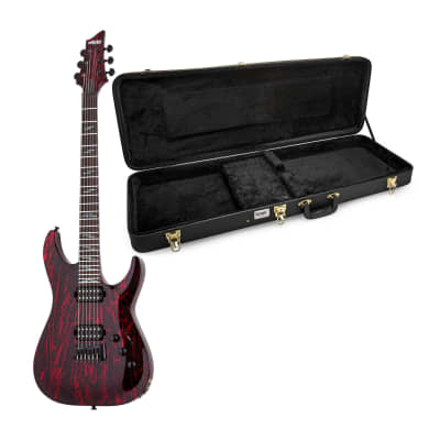 Schecter C-1 Silver Mountain Electric Guitar (Blood Moon) Bundle with Hard Shell Protective Carrying Case image 1
