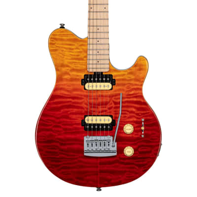 Sterling by Music Man Axis Guitar, Quilted Maple, Spectrum Red image 3
