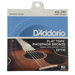 D'Addario EFT16 Flat Tops Phosphor Bronze Acoustic Guitar Strings, Light Gauge