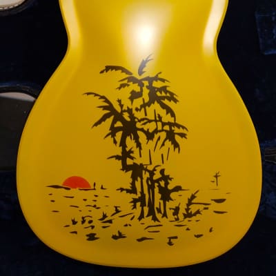 National Reso-Phonic Triolian Polychrome 14 Fret 2023 Yellow/Gold with Palm Tree Scene on Back - IN STOCK NOW! image 5