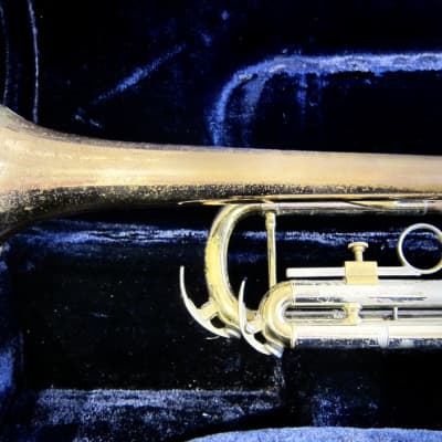 Olds Trumpet Unbranded Gold & Silver with Newer Conn Case Circa-1958-Gold & Silver image 11