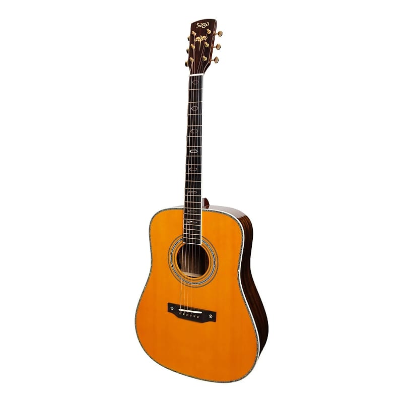 Saga SL68 All-Solid Spruce Top Okoume Back & Sides Acoustic-Electric Dreadnought Guitar | Natural Gloss image 1