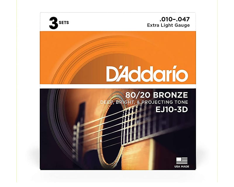 D'Addario EJ15-3D Phosphor Bronze Acoustic Guitar Strings (3 Pack) image 1