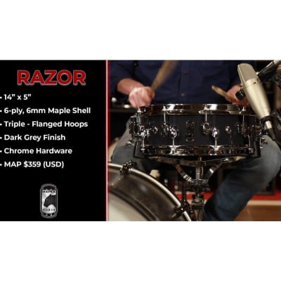 Mapex Black Panther Razor Snare Drum 14x5 Dark Grey image 2