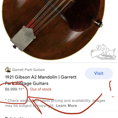 One-of-a-kind Restored Gibson A2 Model 1921 two-tone Mandolin w/ Hardshell Case, extra bridge & saddle image 21