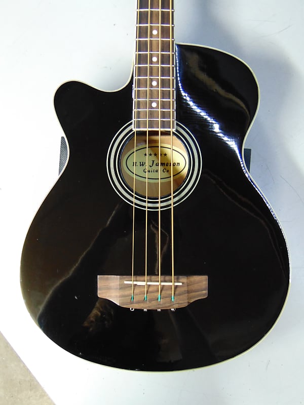 R.W. Jameson LeftHanded Acoustic/Electric Bass Guitar Black Reverb