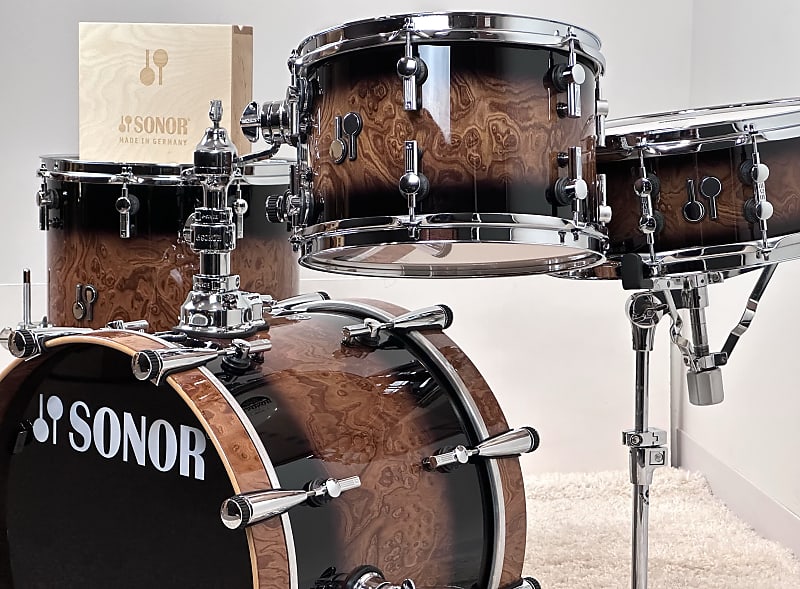 Sonor 18/12/14" SQ2 Medium Beech Drum Set - High Gloss Brown Walnut Burst image 1