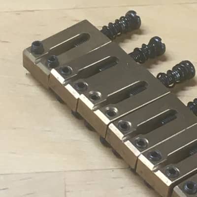 6 Solid Mass Brass Custom Strat Tele Bridge NOS Saddles Relic 10.7mm Wide 54mm Spacing image 3