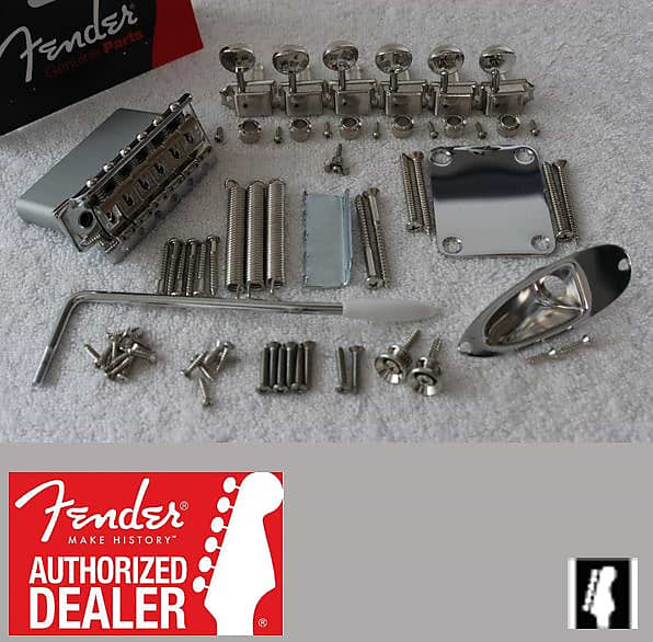 Fender 2 3/16" Mount 2 1/16" String Spaced Stratocaster Hardware Set w/ Tuners 099-2070-000 image 1