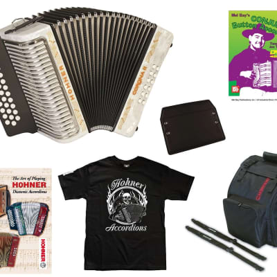 Hohner Corona II  White Blanca GCF SOL Accordion Acordeon Bag,Pad,Straps,DVD,Shirt Authorized Dealer image 1