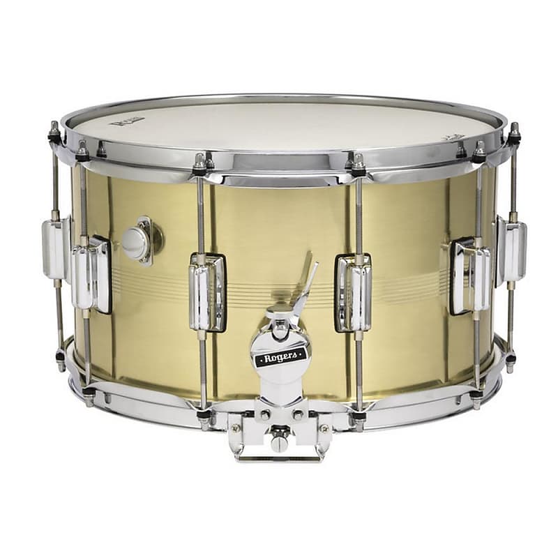 Rogers #38 Dyna-Sonic 8x14" Brass Snare Drum with Beavertail Lugs Reissue image 1