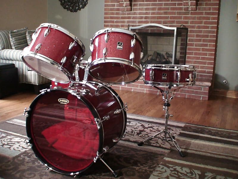 Drum Mate 5 pc Drum Set 1960's red sparkle vintage MIJ Reverb