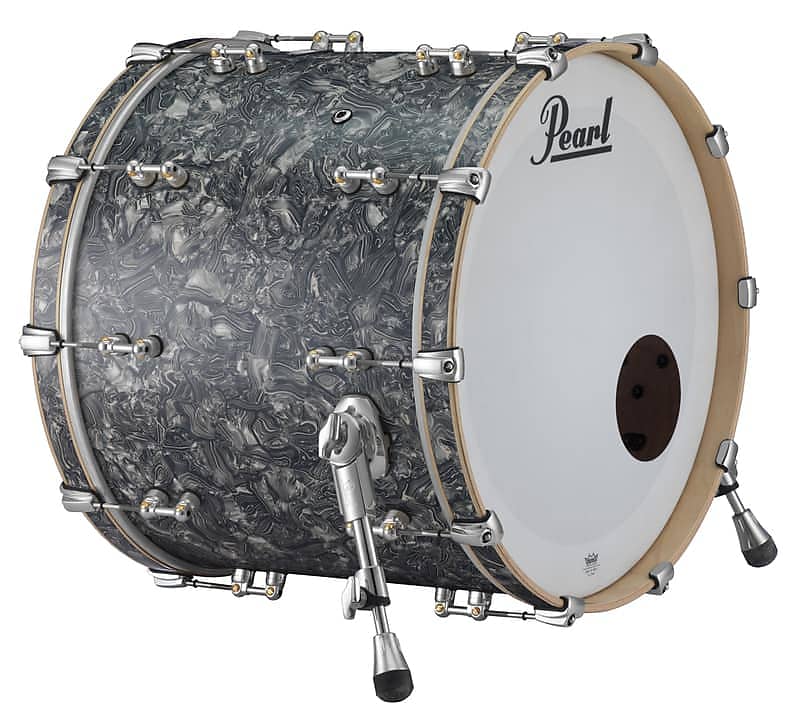 Pearl Music City Custom Reference Pure 26x14 Bass Drum W/ Mount PEWTER ABALONE R image 1