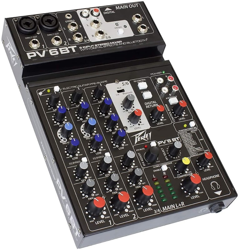 Peavey Model PV 6 BT 6-Channel Compact Low Profile Mixer Board with Bluetooth image 1
