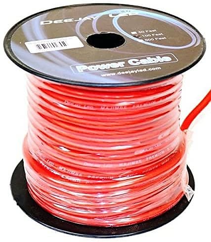 DEEJAY LED TBH850REDCOPPER - 8-Gauge 50 Foot Red Pure Copper Stranded Power  Cable