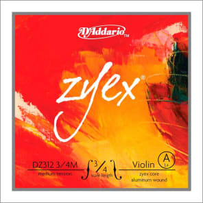 D'Addario DZ312 3/4M Zyex Violin Single A String - 3/4 Scale, Medium Tension
