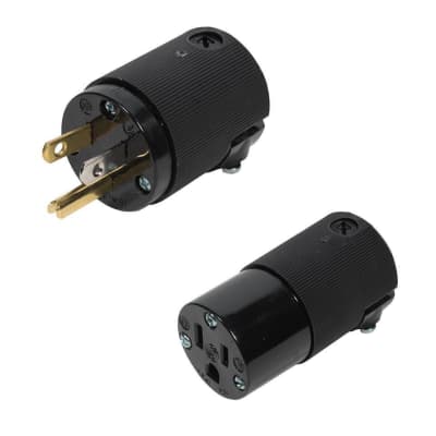Hubbell AC Female & Male Edison Plug Set 15 Amp Black image 1