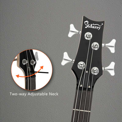Glarry GIB Bass Guitar Full Size 4 String SS pickups w/ 20W Amplifier Burlywood image 8