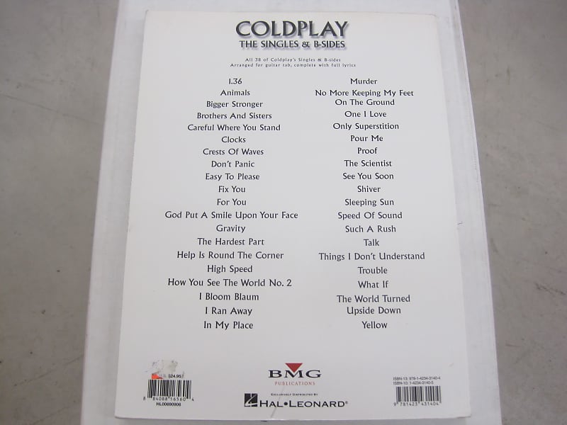 Coldplay The Singles B Sides Sheet Music Song Book Guitar Tab Tablature