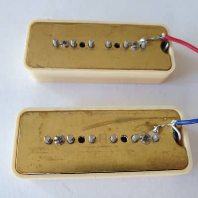 Wilkinson P90 soapbar guitar pickups set neck & bridge cream MW90 image 3
