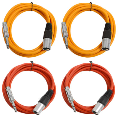 4 Pack of 1/4 Inch to XLR Male Patch Cables 10 Foot Extension Cords Jumper - Orange and Red image 1