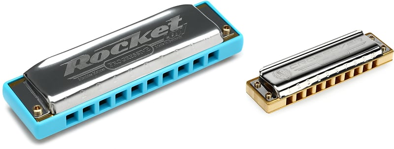 Hohner Rocket Low Harmonica - Key of Low F  Bundle with Hohner Marine Band Crossover Harmonica - Key of A image 1