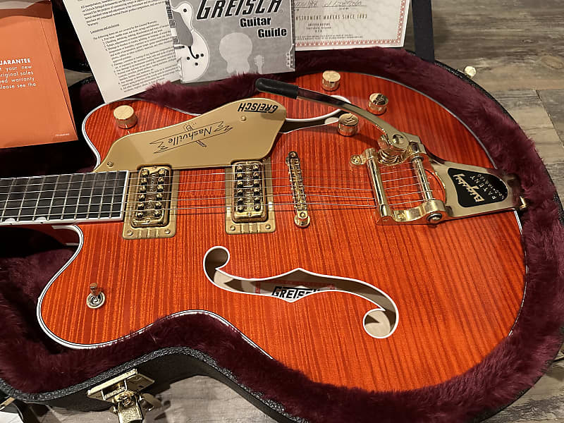 Gretsch G6620TFM Players Edition Nashville Center Block with Flame Maple Top 2017 - Present - Orange Stain image 1
