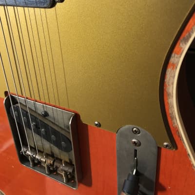 Von K Guitars T-Time GT Tele Flame Maple Slab Top Binding Aged Gretsch Orange Relic Nitro Lacquer image 4