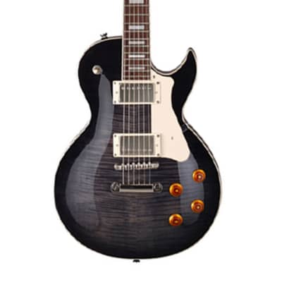 Cort CR250 Single Cut Set in Neck Mahogany Flame Maple Top Humbucker Electric Guitar Black LP Style image 2