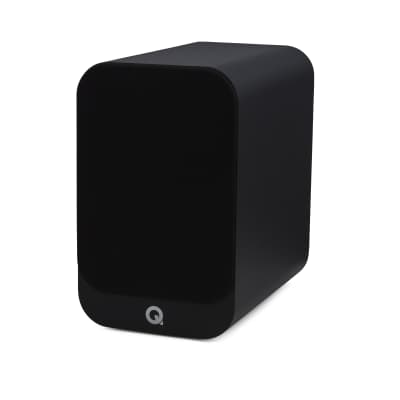 two Q Acoustics 3030i bookshelf speakers in BLACK, open box condition image 2