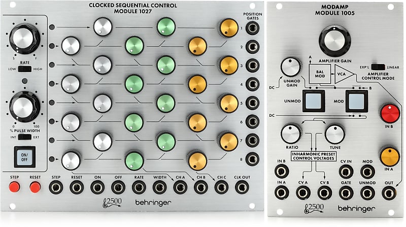 Behringer Clocked Sequential Control Module 1027 8-step Sequencer Eurorack  Module Bundle with Behringer 1005 Modamp Ring Modulator and VCA Eurorack