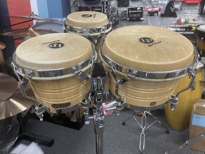 L.P. Triple Bongo set with stand 2021 Natural Lacquer Reverb