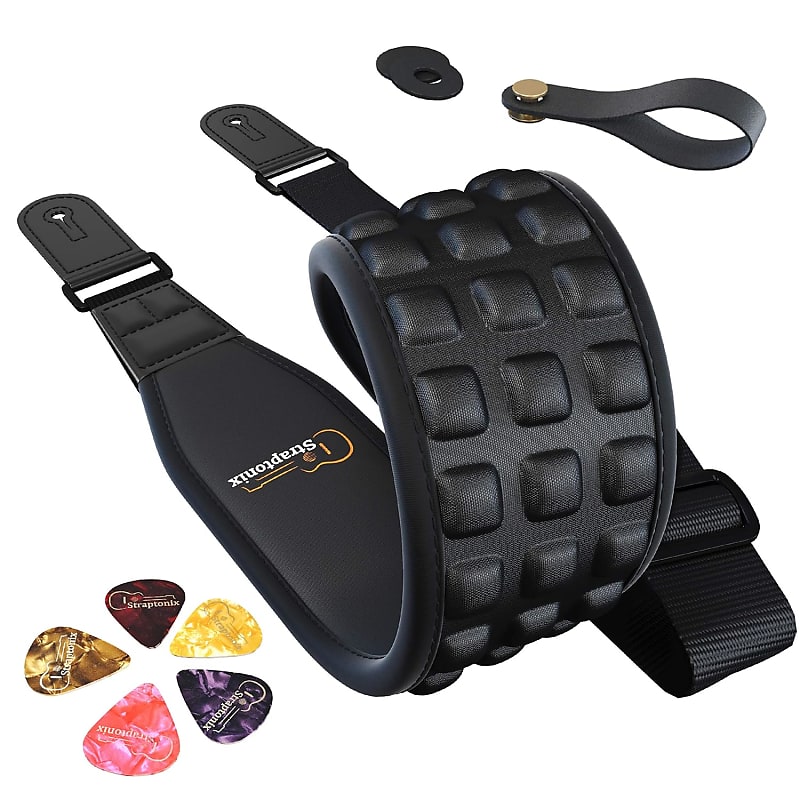 Guitar Strap Cotton Indian Nights Style w/ Free Bonus- 2 Picks + Strap Locks + Strap Button. for Bass, Electric Acoustic Guitars. Cool Gift for Guitar