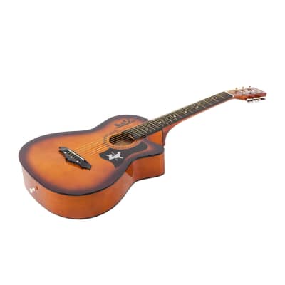 DK-38C Basswood Guitar Bag Straps Picks LCD Tuner Pickguard String Set 2020s Brown image 4