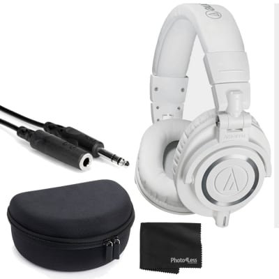 Audio-Technica ATH-M50x Closed-Back Professional Monitor Headphones - 90° Swiveling Earcups (White) image 1