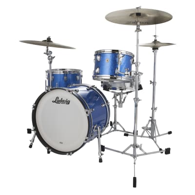 Ludwig Classic Maple Blue Sparkle Fab 14x22_9x13_16x16 Drums Shell Pack Authorized Dealer image 2