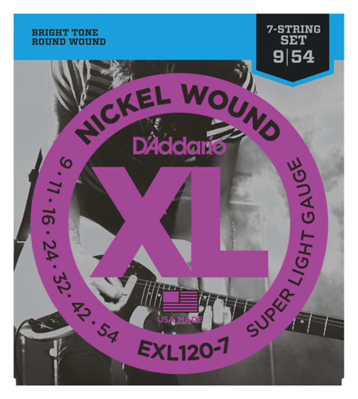 D'Addario EXL120-7 7-String Nickel Wound Super Light Electric Strings 9-54 image 1