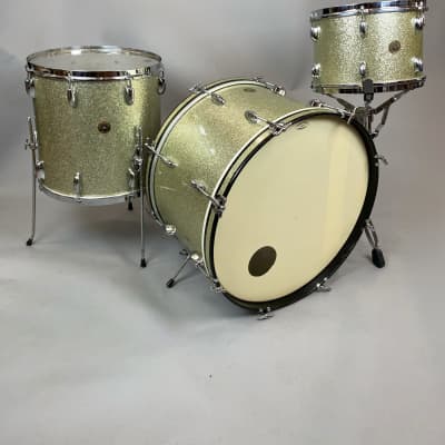 Vintage Gretsch Late 1950s 3pc Shellpack w/24" Bass Drum (Silver Sparkle) image 1