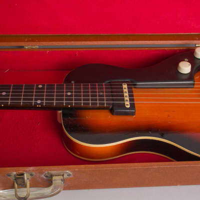 National  Model 1122 Cosmopolitan Solid Body Electric Guitar (1953), ser. #X-24048, original brown hard shell case. image 14