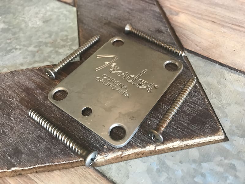 Real Life Relics Fender® Aged Chrome Corona Neck Plate Stratocaster®/Telecaster® (Fender® 0991445100    [K5] image 1