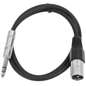 Seismic Audio SATRXL-M3BLACK XLR Male to 1/4" TRS Male Patch Cable - 3'