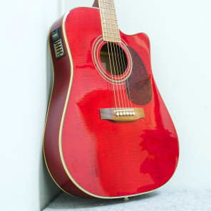 Cort MR770F STR Acoustic-Electric Guitar Transparent Red