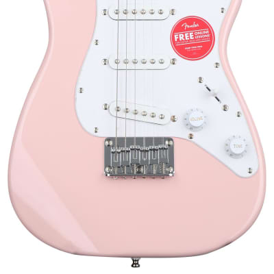 Squier Mini Strat Electric Guitar Shell Pink with Laurel Reverb