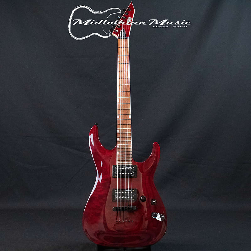 ESP LTD MH-200 QM NT - Transparent Black Cherry Gloss Finish | Reverb