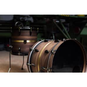T Berger Drums Mahogany/Walnut/Brass Drum Set - 22x16 / 10x7 / 16x16 image 9