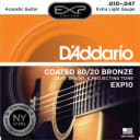 D'addario  EXP10 Coated 80/20 Bronze, Extra Light, 10-47 Acoustic Strings