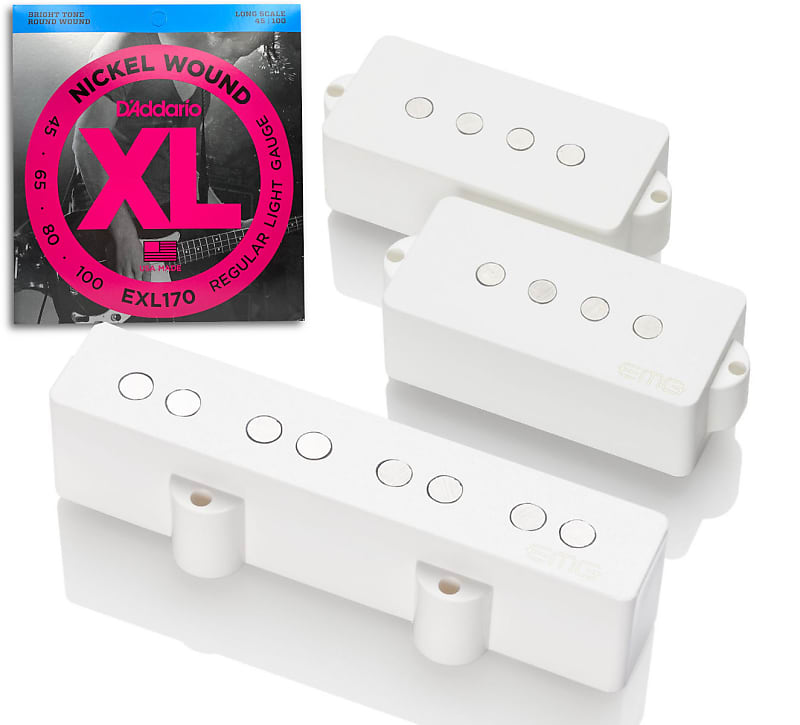 EMG Geezer Butler 4 String PJ Bass Pickup Set - White Covers (FREE